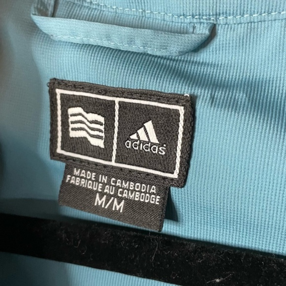 Adidas Climaproof Wind Light Blue Navy Quarter Zip Pullover Windbreaker Medium - Picture 8 of 10